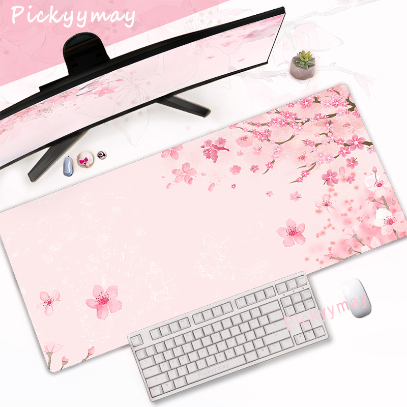Office Desk Tech Accessories - Pembe Kiraz Çiçekleri Mousepad Ev bilgisayar