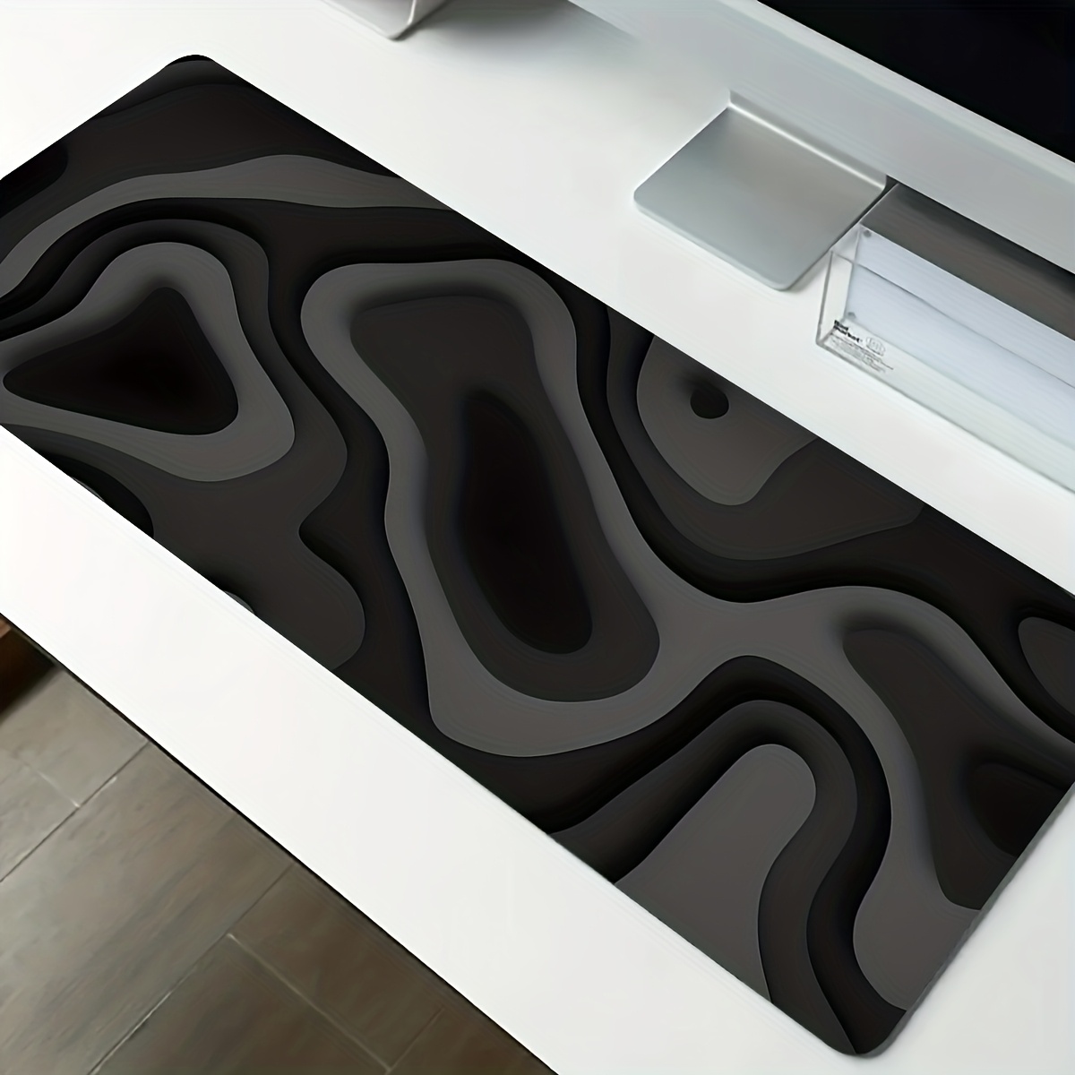 Office Desk Tech Accessories - Siyah Gri Döngülü Desenli Büyük Mouse