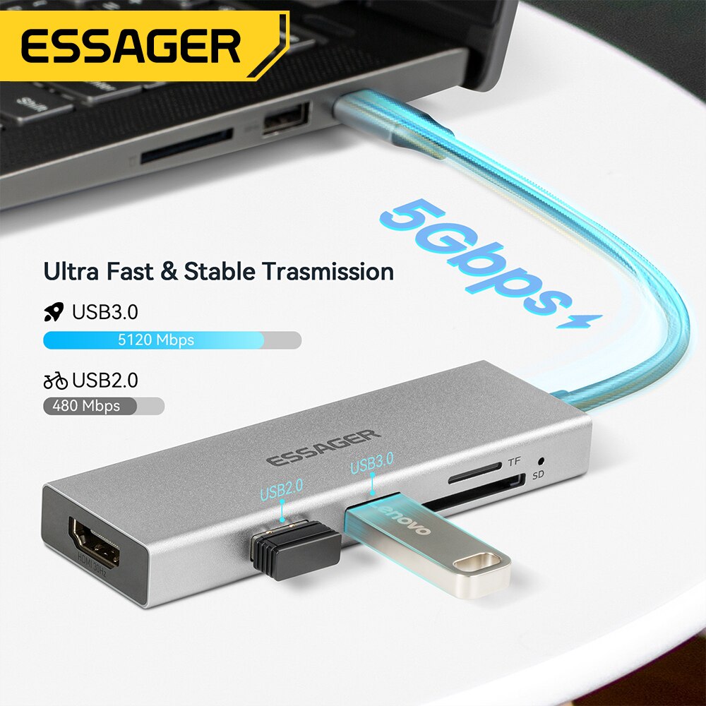 Essager 5 in 1 USB C HUB HDMI- - Docking Station Usb C incelemesi ve fiyatı